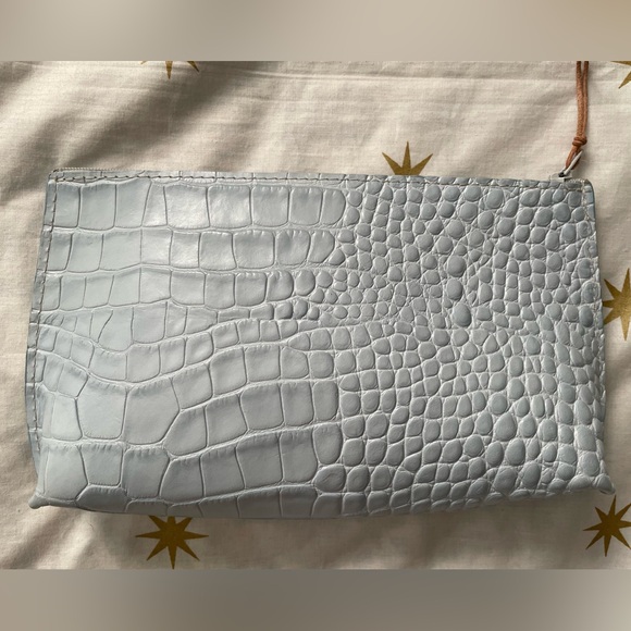 B. May Blue Embossed Gator Essentials Pouch - Picture 2 of 7